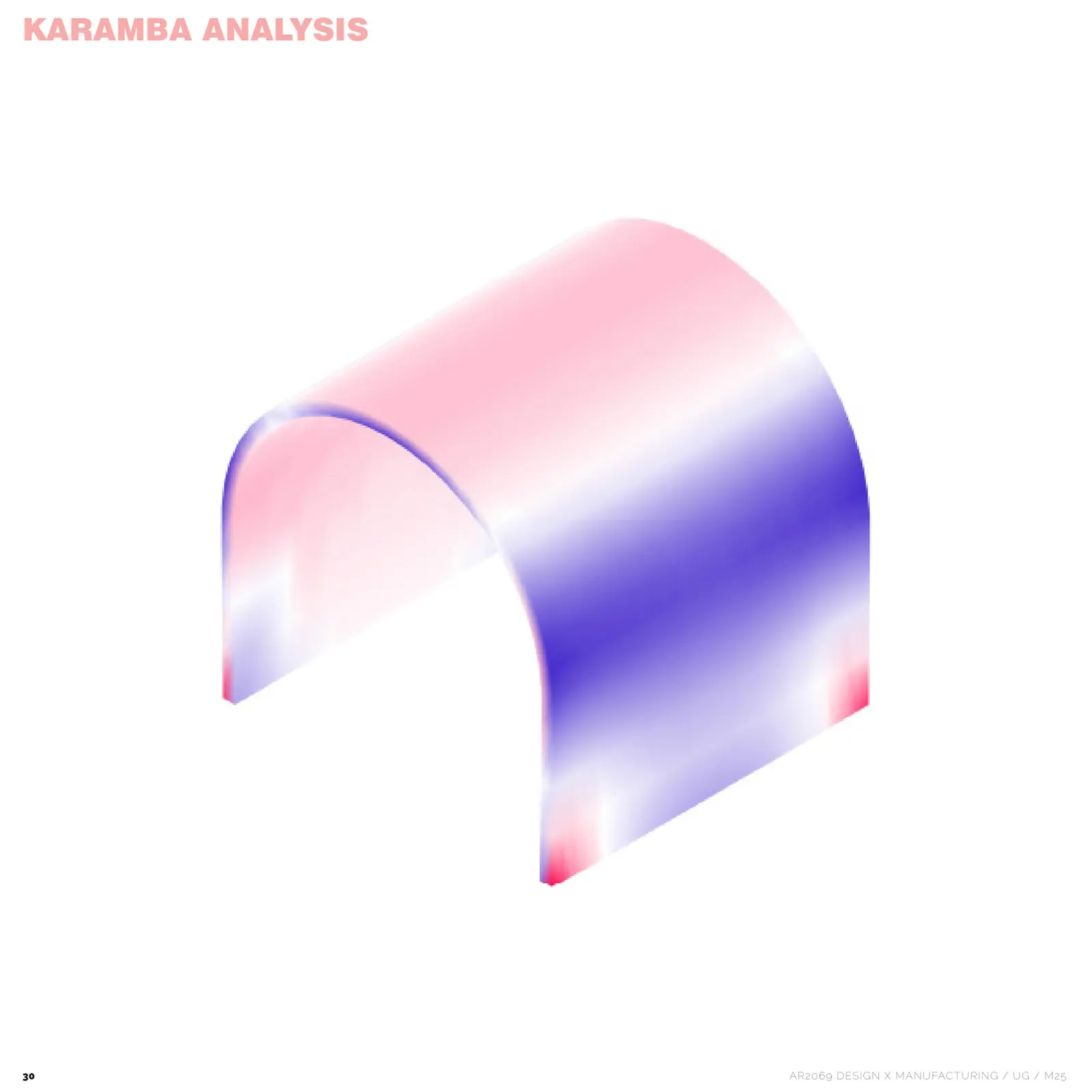 Karamba structural analysis of a printed arch, coloured by stress