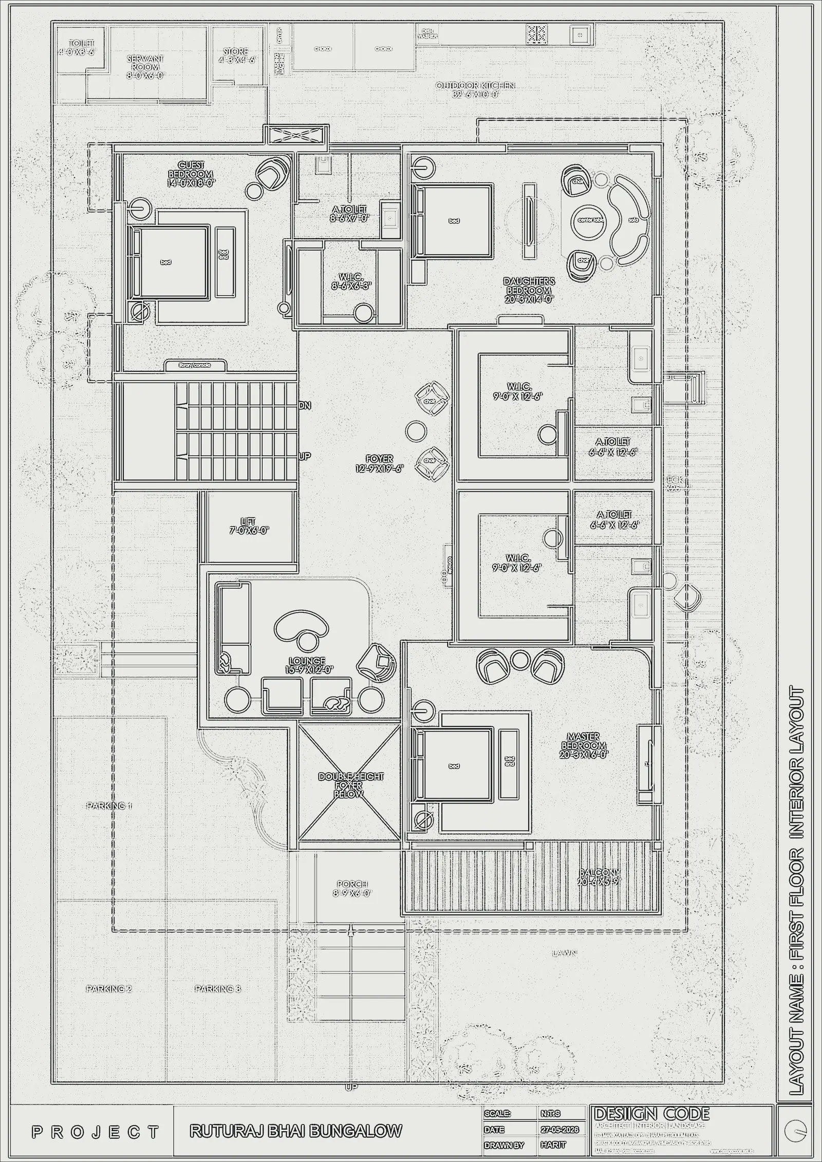 First floor interior layout as line work