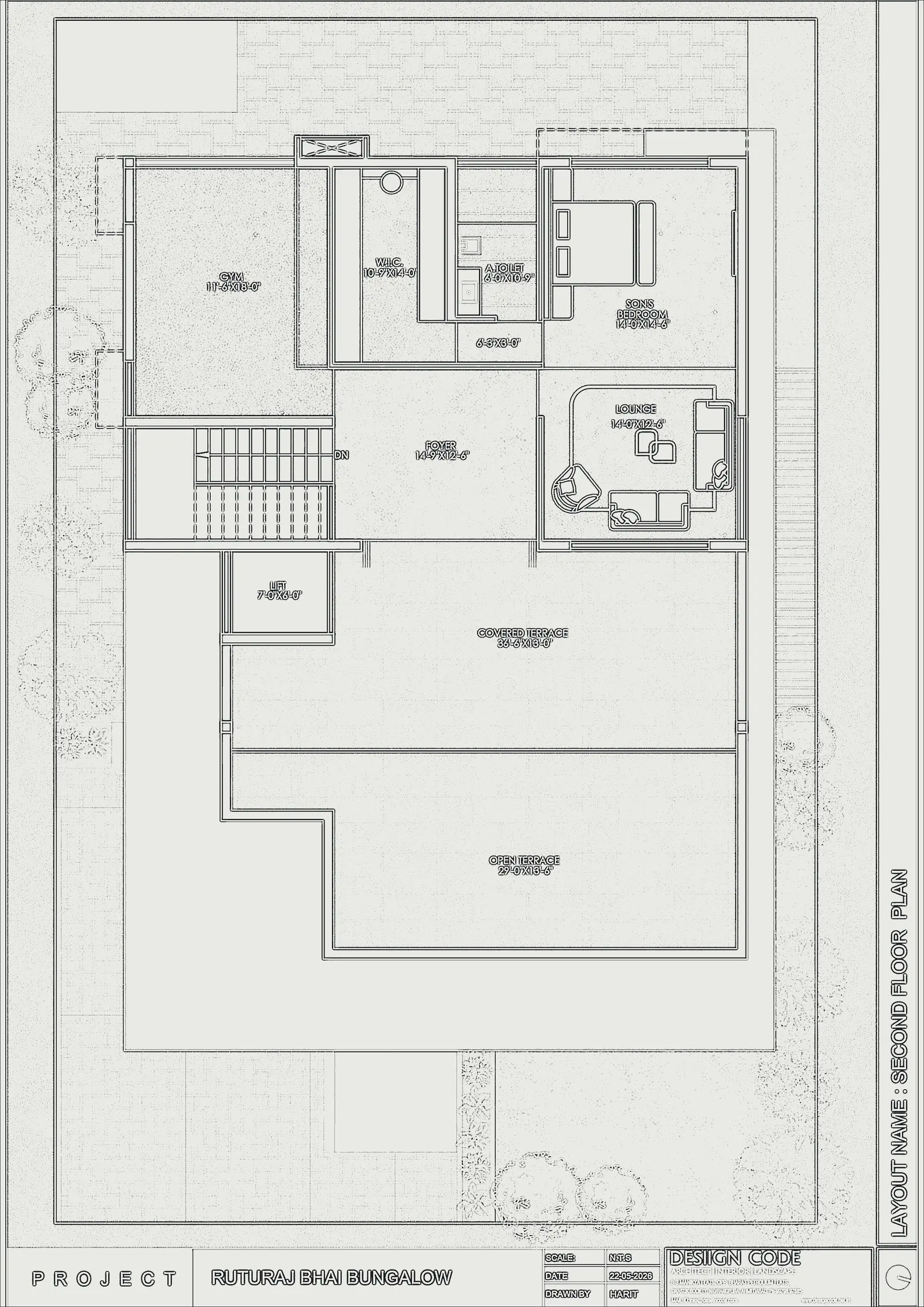 Second floor plan as line work